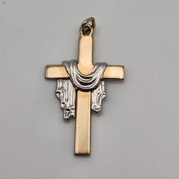 Vintage Jewelry - Vintage Tru-Kay 14KT GF Cross with Draped Robe Pendant